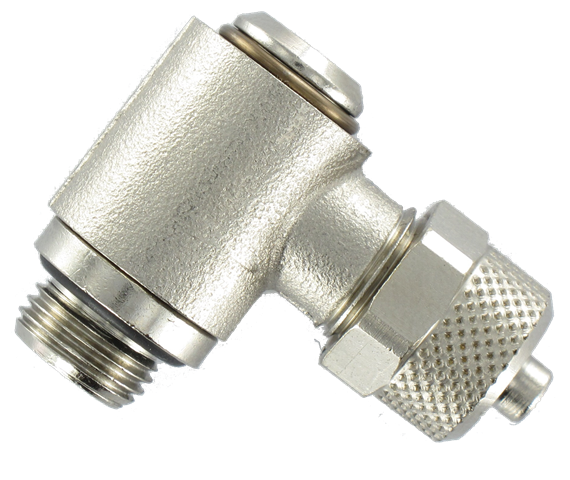 Elbow push-on fittings male with hexagon socket, swivel, BSP cylindrical thread Push-on fittings