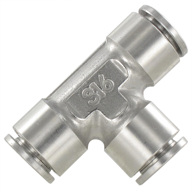 Equal T push-in fittings mini series in stainless steel