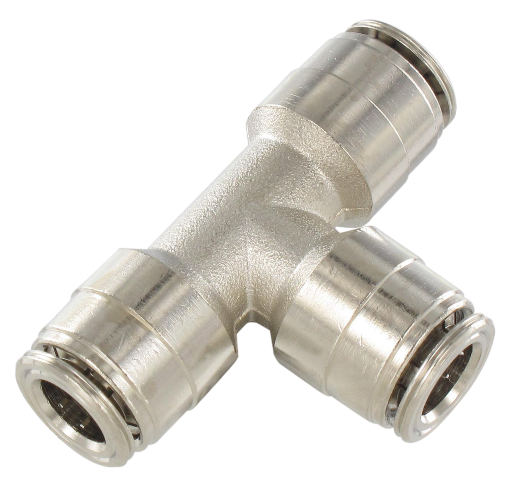 Nickel-plated brass T push-in fittings for misting Pneumatic push-in fittings