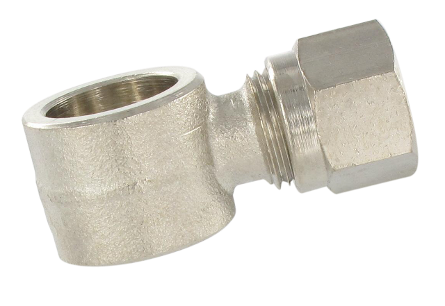 Single banjo universal DIN standard compression fittings in nickel-plated brass Universal compression DIN standard fittings