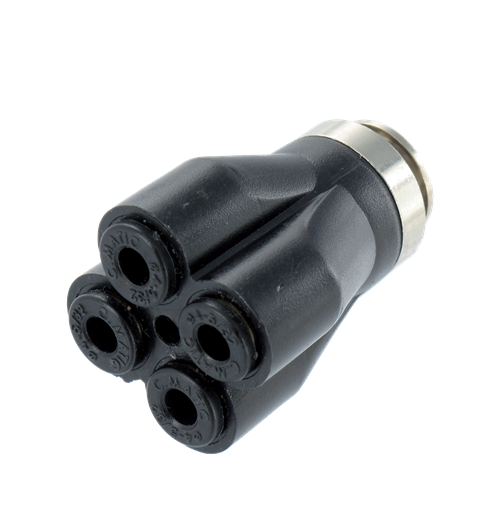 Technopolymer double unequal Y fittings