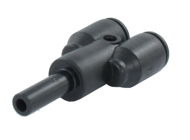 Technopolymer push-in Y-fittings with equal and unequal push-in pins