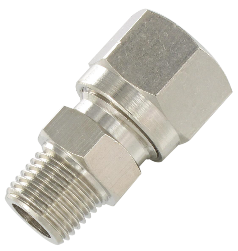 Universal DIN standard compression fittings straight male tapered BSP in nickel-plated brass Universal compression DIN standard fittings