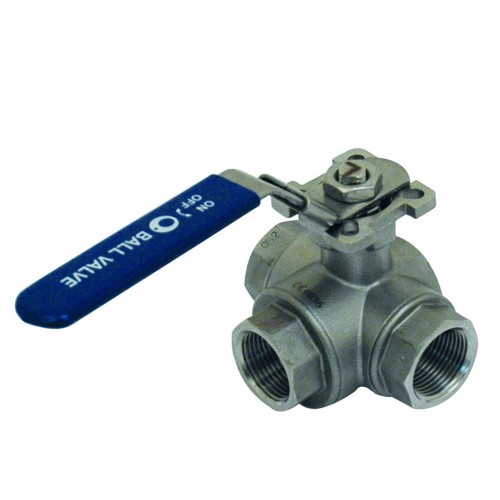 1/2\" 3 way L shaped stainless steel ball valve PMS 40 bars Fittings and couplings