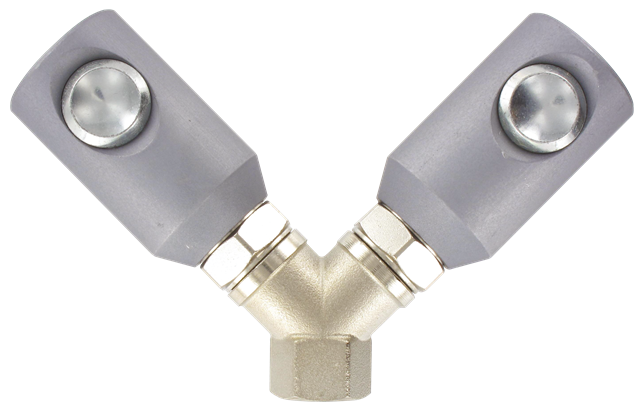 2-way manifold ISO-C female 8 mm bore 1/4 Quick-connect couplings