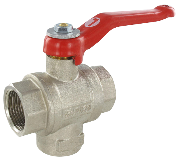 3-way diverter ball valve, L-shaped port, BSP cylindrical - PN 25 3/4 Ball valves and needle valves