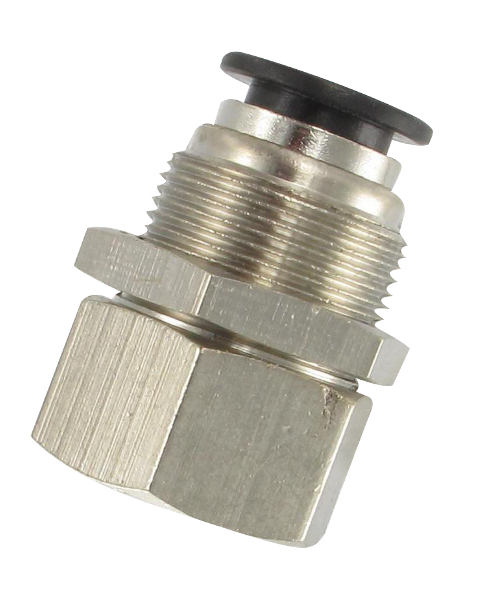 BSP female bulkhead push-in fitting with nickel-plated brass body T14-1/2