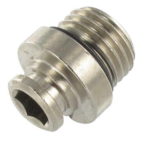 Cylindrical BSP base pin in nickel-plated brass with o-ring 3/8 Pneumatic push-in fittings