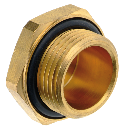 Cylindrical plugs in brass for brake systems with mounted o-ring