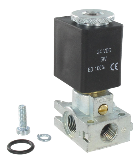 Mini solenoid valve 3/2 NC manual override bistable Ø2-24VAC EP - Direct operated mini solenoid valves - 1/8 