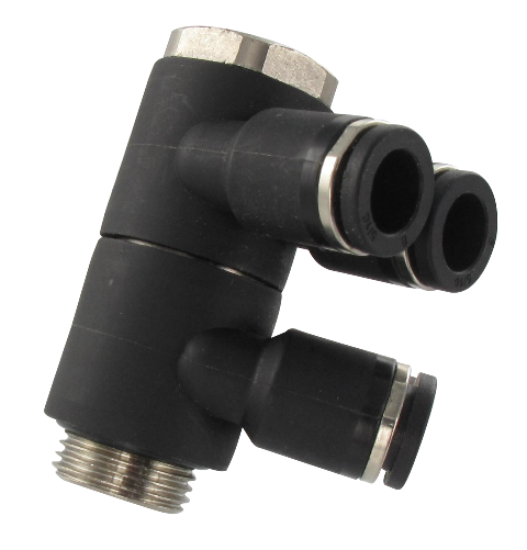 Double banjo Y push-in fitting BSP cylindrical in resin 3/8 T8 Pneumatic push-in fittings