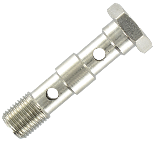 Double screw for single or double banjo, cylindrical BSP thread 1/8 Push-on fittings