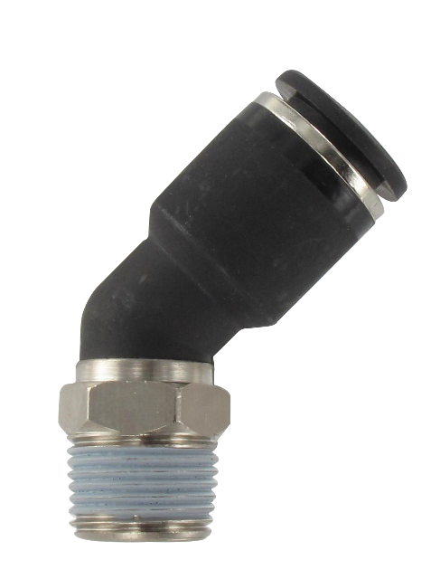 Elbow 45° push-in fittings male swivel BSP tapered in resin Pneumatic push-in fittings