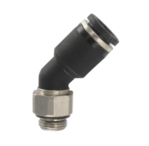 Elbow push-in fitting 45° male swivel BSP cylindrical in resin 1/8 T.8 Pneumatic push-in fittings