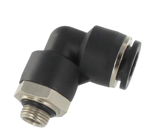 Elbow push-in fittings male swivel BSP cylindrical in resin Pneumatic push-in fittings