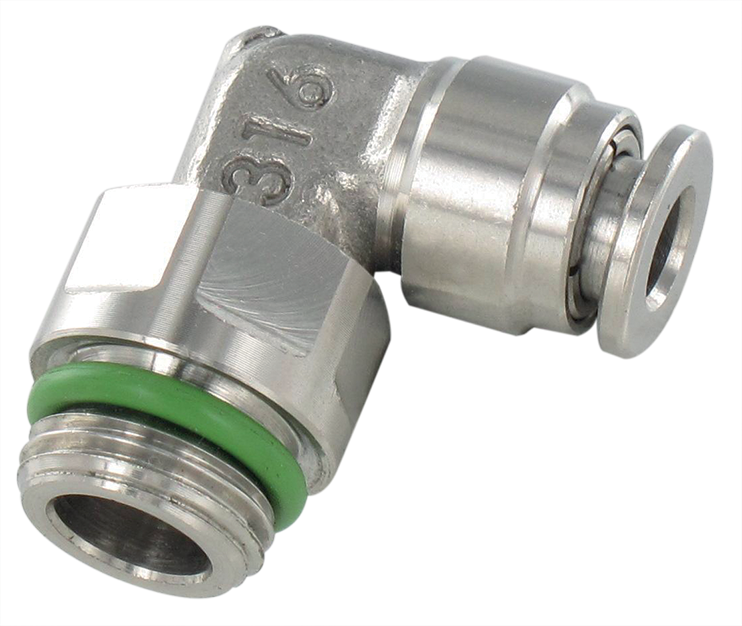 Elbow push-in fittings male swivel BSP tapered mini series in stainless steel Fittings and couplings