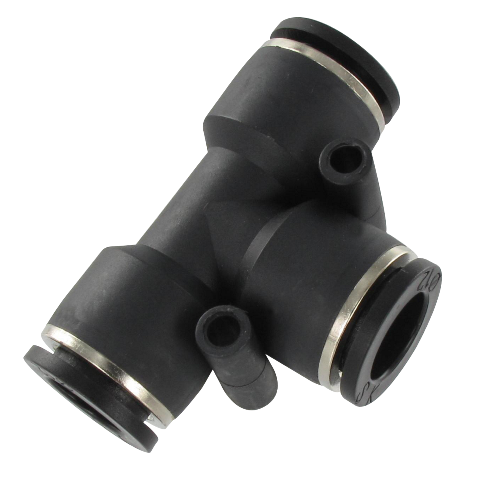 Equal and unequal T push-in fittings in resin