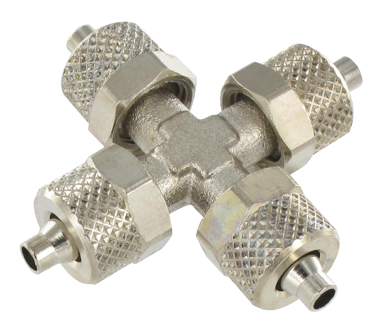 Equal cross push-on fittings Push-on fittings in nickel plated brass