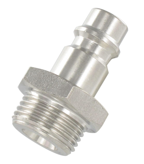 EURO profile BSP male cylindrical plug D7.4 mm in stainless steel 1/4\" Quick-connect couplings