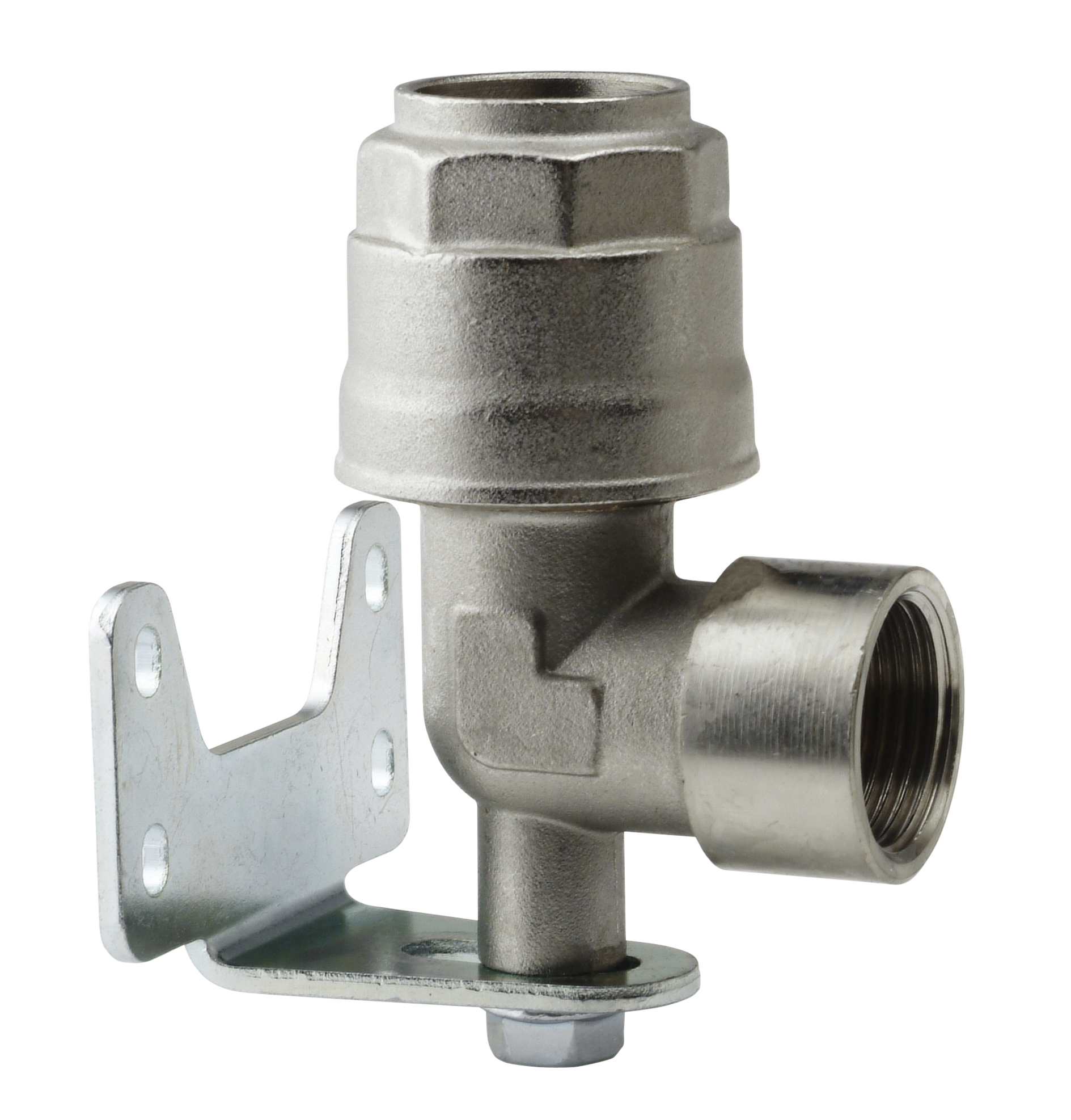 Female BSP cylindrical L-shaped air fittings with nickel-plated brass mounting flange Piping system in aluminium and nickel plated brass - 8900