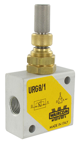 In-line unidirectional flow regulator 1/8\" D1.1 stainless steel needle