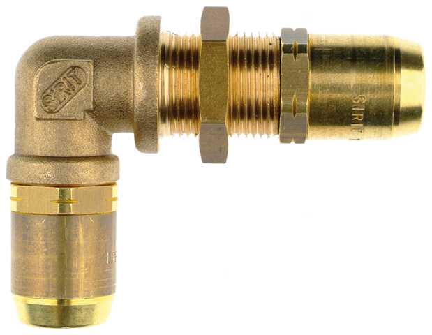 L push-in fittings for double wall in brass for braking systems