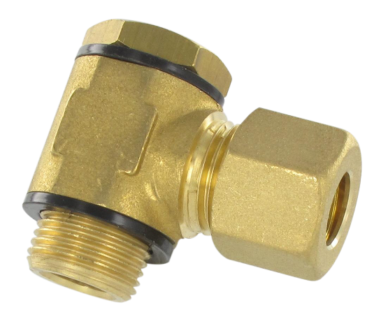 Male banjo elbow bicone compression fitting, BSP cylindrical thread T8-3/8