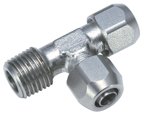 Male T push-on fittings, side inlet, BSP tapered thread in stainless steel Push-on fittings