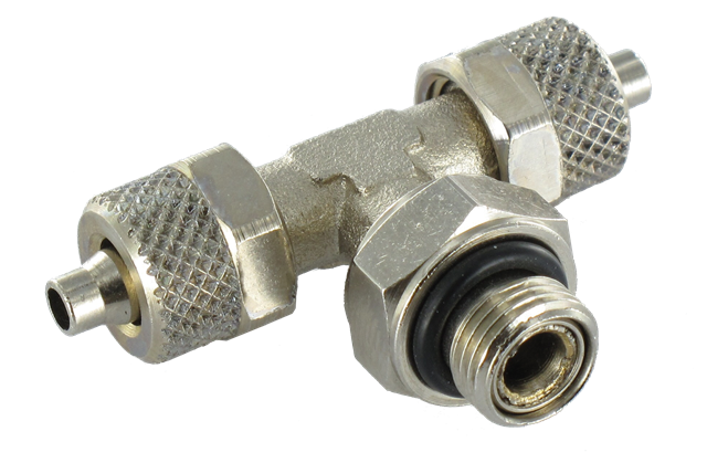 Male T push-on fitting, swivel, centre tap, BSP cylindrical thread 10/8-1/4 Push-on fittings