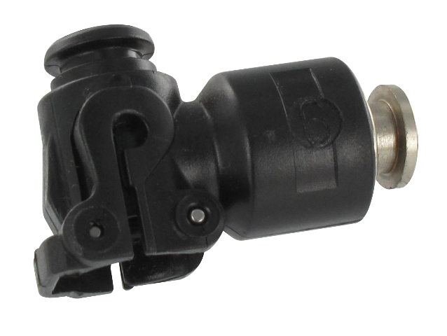 Modular push-in fittings with swivel elbow through resin