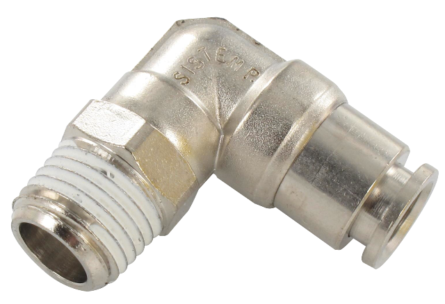 Nickel-plated brass BSP tapered elbow male swivel push-in fitting 3/8-8 Pneumatic push-in fittings