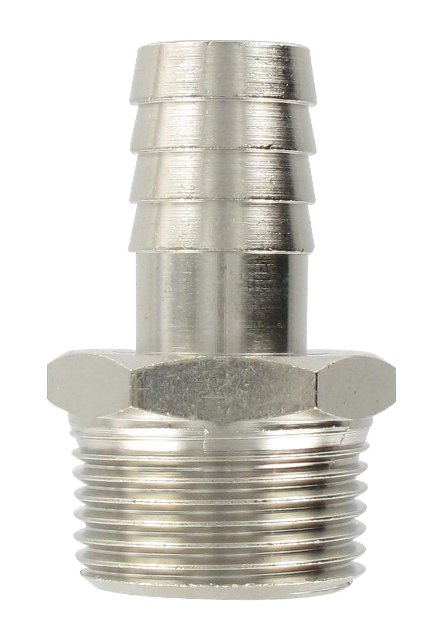 Nickel-plated brass conical male barb connector 1\"-21 Fittings and couplings