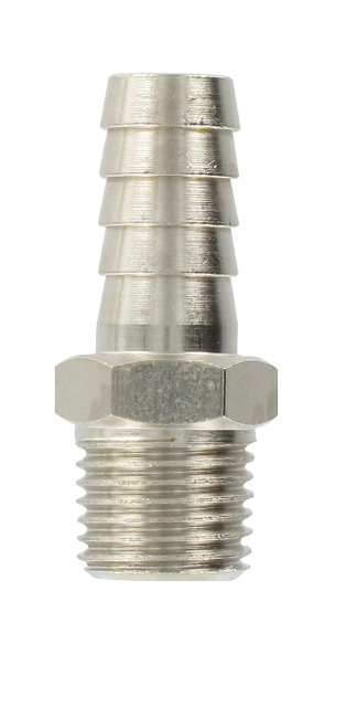 Nickel-plated brass conical male barb connector 1/4-10 Fittings and couplings