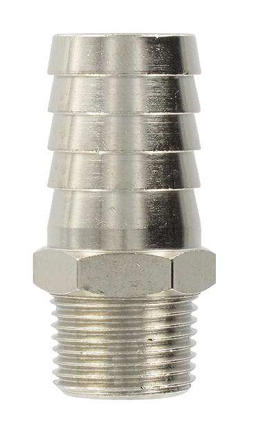 Nickel-plated brass conical male barb connector 3/8-17 Fittings and couplings