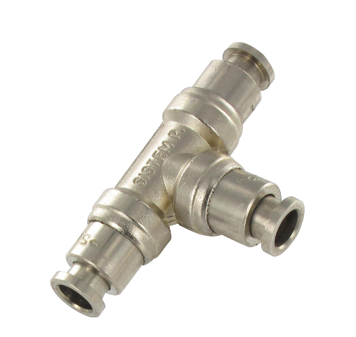 Nickel-plated brass equal T fitting T16-16-16 Pneumatic push-in fittings