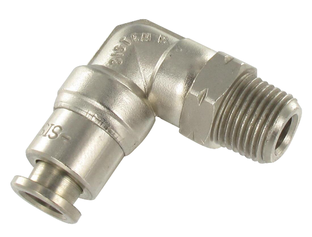 Nickel-plated brass NPT elbow male swivel push-in fitting 1/8\"NPT T6 Pneumatic push-in fittings