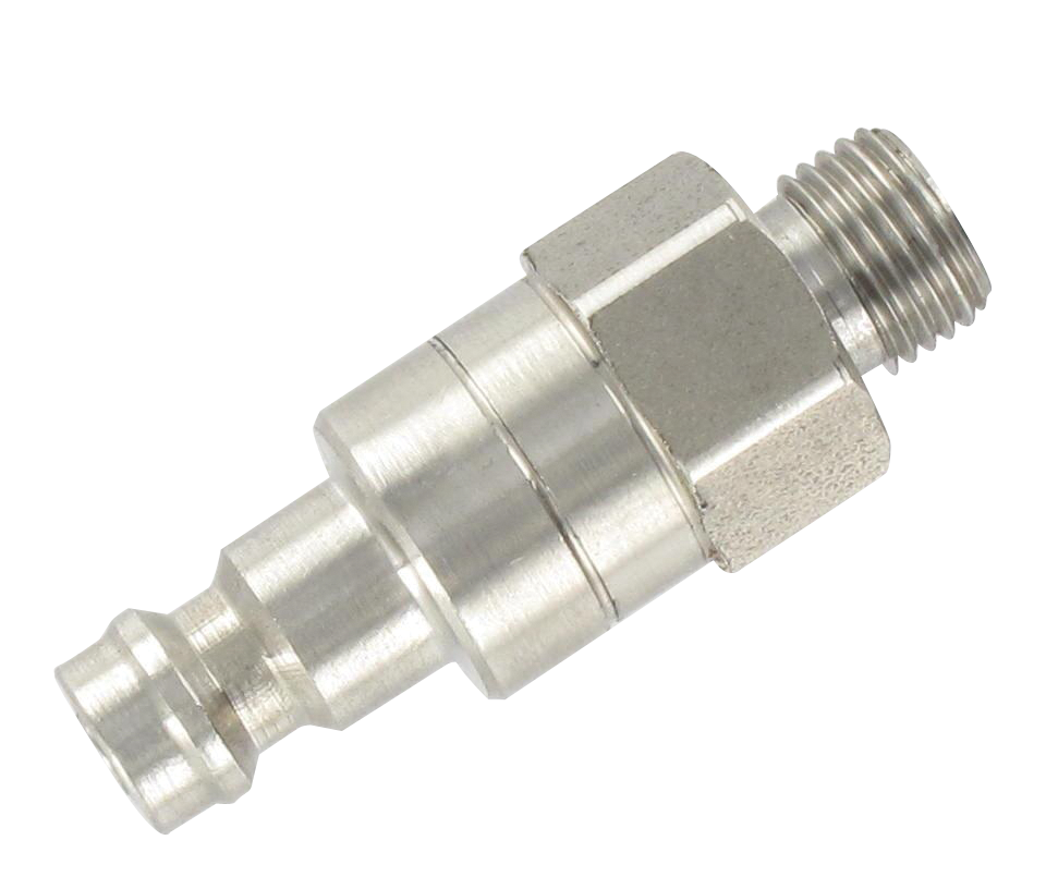 Plugged tip cylindrical male 5 mm bore in 316L stainless steel 1/4\" 880X - Double shut-off mini-couplings stainless steel 316L DN5