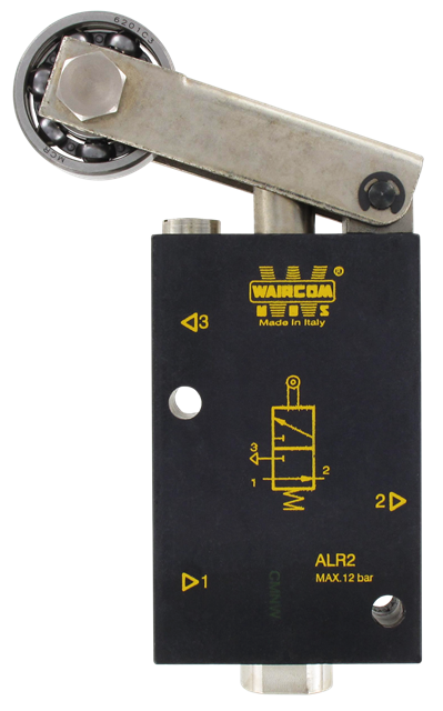 Pneumatic valves with 3/2 G1/2 NO monostable metal roller lever