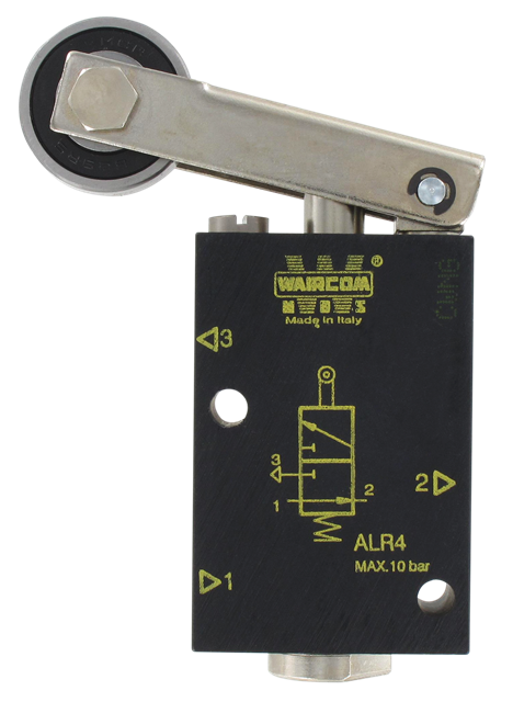 Pneumatic valves with 3/2 G1/4 NO monostable metal roller lever without plate