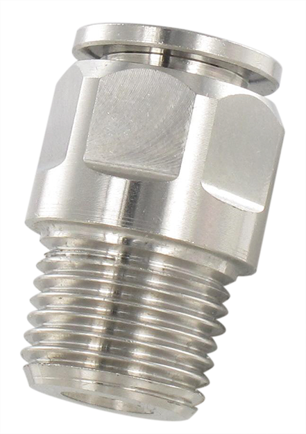 Push-in fittings straight male BSP cylindrical mini series in stainless steel