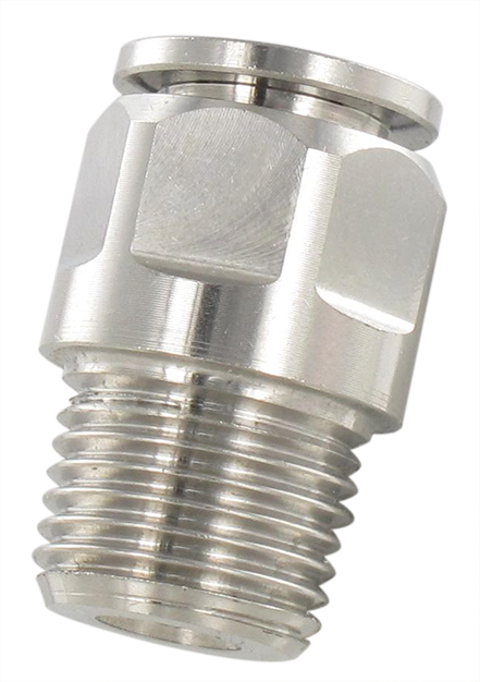 Push-in fitting straight male BSP cylindrical mini series in stainless steel 1/8\" T4 Fittings and couplings