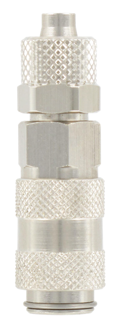 Push-on micro-coupling 2.7 mm bore in nickel plated brass T6/4 110 - Micro-couplings DN2.7