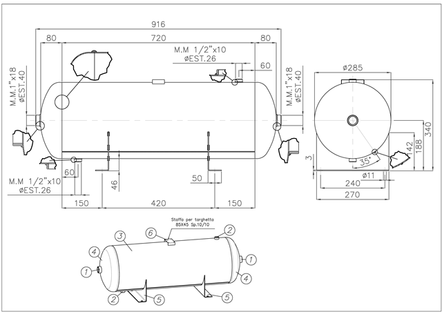 Réservoir air comprimé en acier inoxydable AISI 304