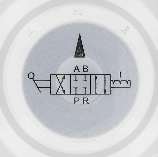 Rotary lever pneumatic valve 4/3-1/2'' in metal, stable in 3 positions, closed centers Pneumatic components