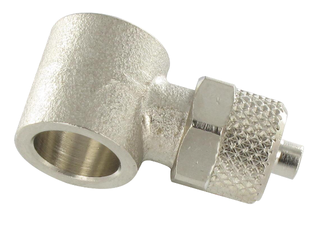 Single banjo push-on fitting 4/2,7-1/8 Push-on fittings in nickel plated brass