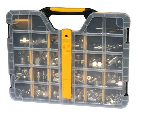 Standard fittings case (158 art.) Cases of pneumatic fittings and hose clamps