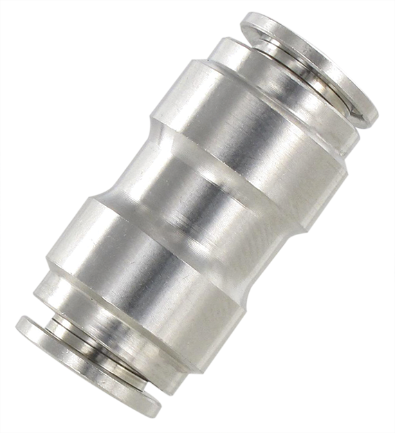 Straight double equal push-in fittings mini series in stainless steel