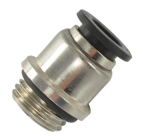 Straight male BSP push-in fitting with reduced body in nickel-plated brass T6-M6