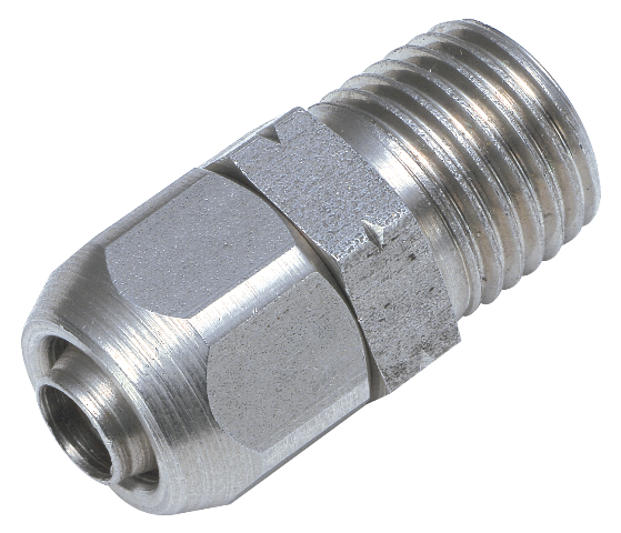 Straight male push-on fittings, BSP tapered thread in stainless steel Push-on fittings