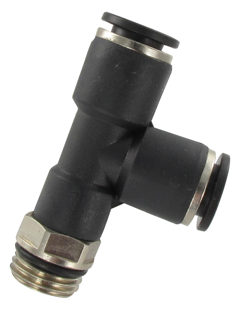 T push-in fittings lateral male swivel BSP cylindrical in resin
